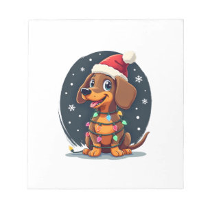 Weihnachts Hund Dachshund Nikolaus Xmas Wiener 2 Notizblock