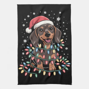 Weihnachts Hund Dachshund Nikolaus Xmas Wiener Geschirrtuch