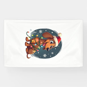 Weihnachts Hund Dachshund Weihnachten Santa Wiener Banner