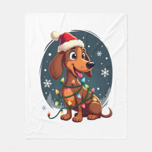 Weihnachts Hund Dachshund Weihnachten Santa Wiener Fleecedecke