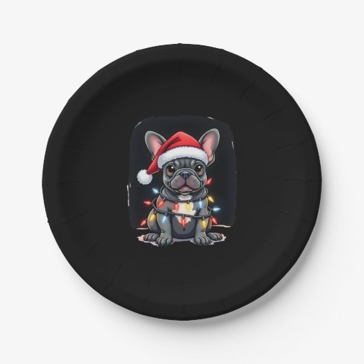 Weihnachts-Hund Französisch Bulldog Xmas Frenchie Pappteller (Vorderseite)