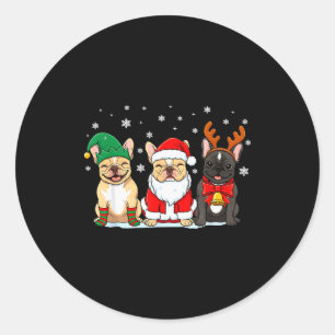 Weihnachts Hund Französische Bulldogge Xmas Hunde  Runder Aufkleber