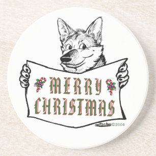 Weihnachts-Hund: Frohe Weihnachten! Getränkeuntersetzer