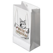Weihnachts-Hund: Frohe Weihnachten! Kleine Geschenktüte (Vorderseite Schrägansicht)