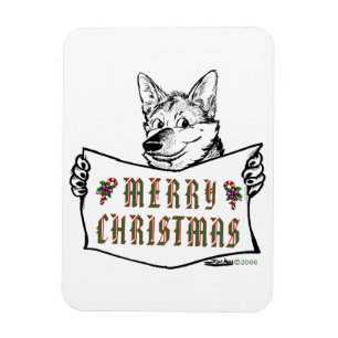 Weihnachts-Hund: Frohe Weihnachten! Magnet