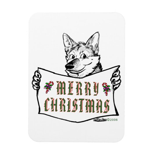 Weihnachts-Hund: Frohe Weihnachten! Magnet (Vertikal)