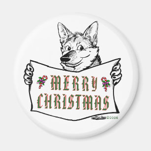 Weihnachts-Hund: Frohe Weihnachten! Magnet