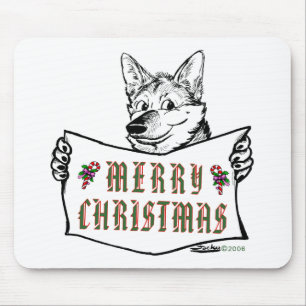Weihnachts-Hund: Frohe Weihnachten! Mousepad