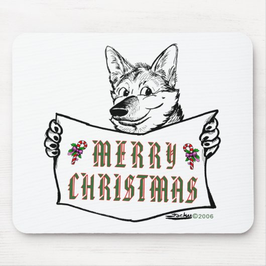 Weihnachts-Hund: Frohe Weihnachten! Mousepad (Vorne)