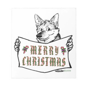 Weihnachts-Hund: Frohe Weihnachten! Notizblock