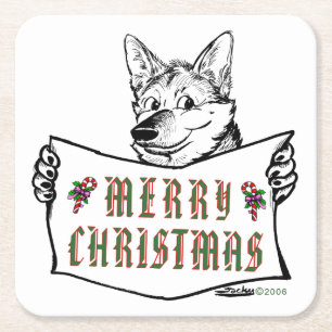Weihnachts-Hund: Frohe Weihnachten! Rechteckiger Pappuntersetzer