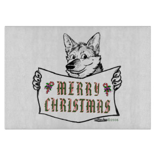 Weihnachts-Hund: Frohe Weihnachten! Schneidebrett