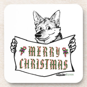 Weihnachts-Hund: Frohe Weihnachten! Untersetzer