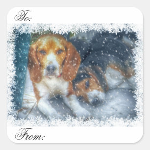Weihnachts-Hund-Geschenkanhänger-Aufkleber Quadratischer Aufkleber