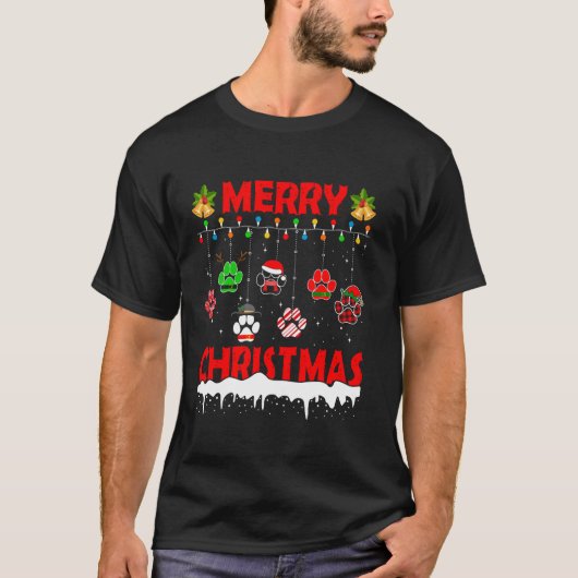 Weihnachts-Hund Paw Kariert dekorieren Ugly Xmas S T-Shirt (Vorderseite)