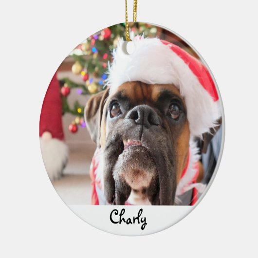 Weihnachts-Hund Personalisiert Keramik Ornament (Links)