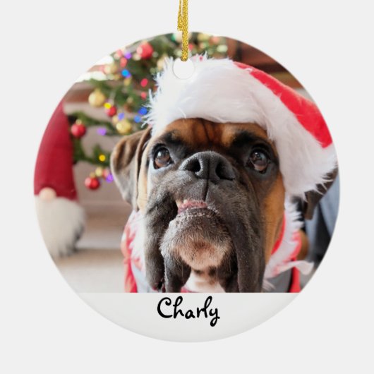 Weihnachts-Hund Personalisiert Keramik Ornament (Hinten)