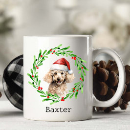 Weihnachts-Hund Poodle Weihnachtsmannmütze Urlaub Kaffeetasse