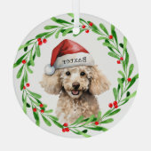 Weihnachts-Hund Poodle Weihnachtsmannmütze Urlaub Ornament Aus Glas (Rückseite)