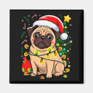 Weihnachts Hund Santa Claus Mops Welpe X-mas Magnet