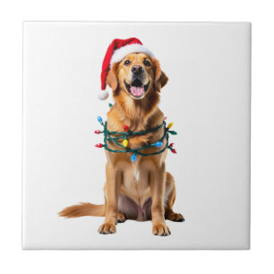 Weihnachts-Hund-Shirt, Weihnachten Golden Retrieve Fliese