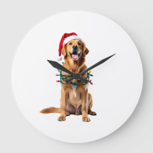 Weihnachts-Hund-Shirt, Weihnachten Golden Retrieve Große Wanduhr