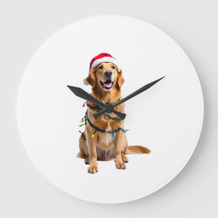Weihnachts-Hund-Shirt, Weihnachten Golden Retrieve Große Wanduhr