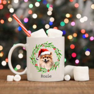 Weihnachts-Hund Spitz Urlaub Haustier Kaffeetasse