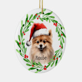 Weihnachts-Hund Spitz Urlaub Haustier Keramik Ornament (Rechts)