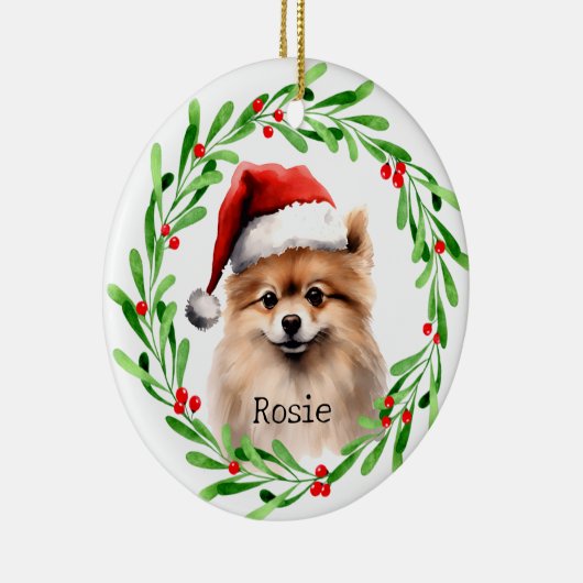 Weihnachts-Hund Spitz Urlaub Haustier Keramik Ornament (Rechts)