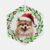 Weihnachts-Hund Spitz Urlaub Haustier Ornament Aus Glas (Rückseite)