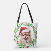 Weihnachts-Hund Spitz Urlaub Haustiere Dekoration Tasche (Rückseite)