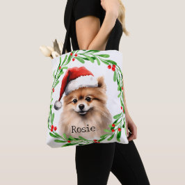 Weihnachts-Hund Spitz Urlaub Haustiere Dekoration Tasche