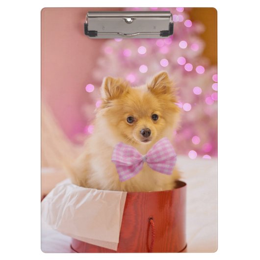 Weihnachts-Hund Welpengeschenk Gegenwart Klemmbrett (Vorderseite)