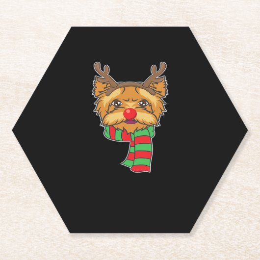 Weihnachts-Hund Xmas Reindeer Yorkshire Holida Untersetzer (Vorderseite)