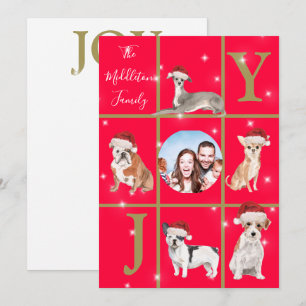Weihnachts-Hunde Foto Spaß Red Holiday Card Feiertagskarte