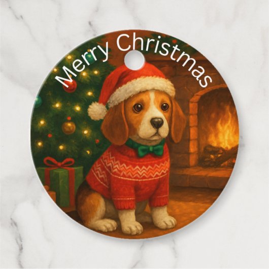 Weihnachts-Hunde-Geschenkanhänger Geschenkanhänger (Vorderseite)