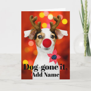 Weihnachts-Hunde-Geweih Mit Namen Grußkarte Feiertagskarte