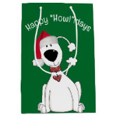 Weihnachts-Hunde Humor auf Grün Mittlere Geschenktüte (Vorderseite)