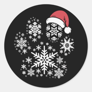 Weihnachts-Hundepfoten-Santa-Hut Besitzer Geschenk Runder Aufkleber