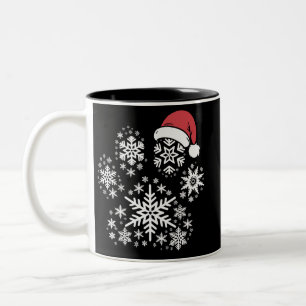 Weihnachts-Hundepfoten-Santa-Hut Besitzer-Geschenk Zweifarbige Tasse