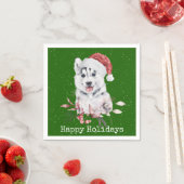 Weihnachts-Husky auf Grün Serviette (Beispiel)