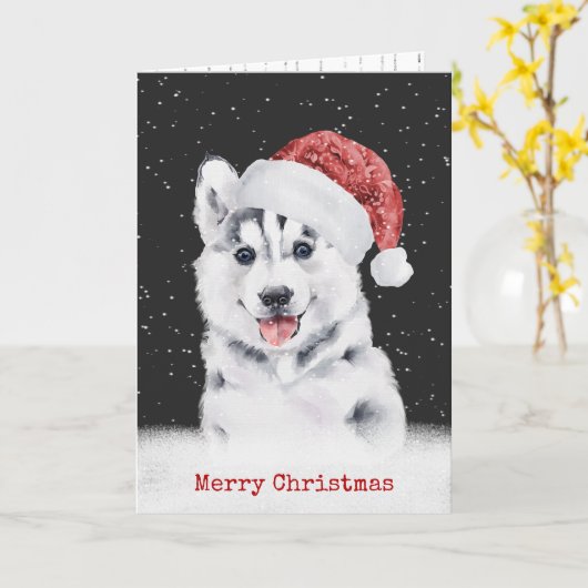 Weihnachts-Husky-Card Karte (Gelbe Blume)
