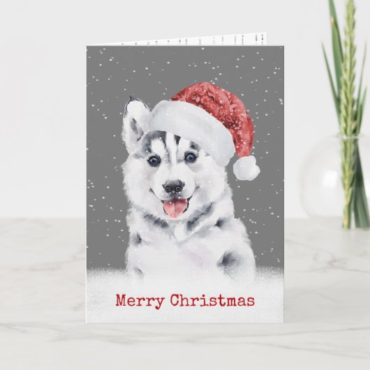 Weihnachts-Husky-Card Karte (Vorderseite)
