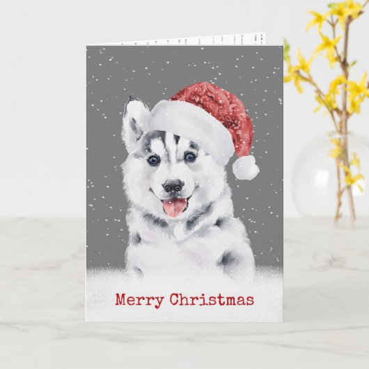 Weihnachts-Husky-Card Karte (Gelbe Blume)