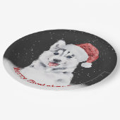 Weihnachts-Husky-Card Pappteller (Schrägansicht)