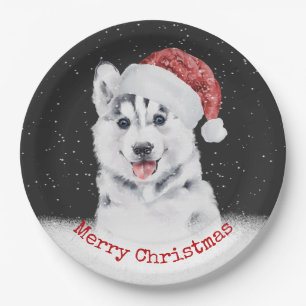 Weihnachts-Husky-Card Pappteller