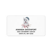 Weihnachts-Husky-Hund in einer Weihnachtsmannmütze Adressaufkleber (Vorne)