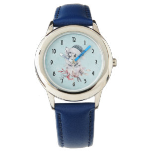 Weihnachts-Husky-Hund in einer Weihnachtsmannmütze Armbanduhr