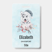 Weihnachts-Husky-Hund in einer Weihnachtsmannmütze Ausweis (Rückseite)